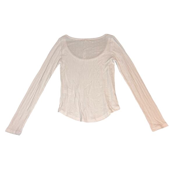 Madewell White Ribbed Essential Scoop Neck Long Sleeve Top XXS NWT - Picture 6 of 9